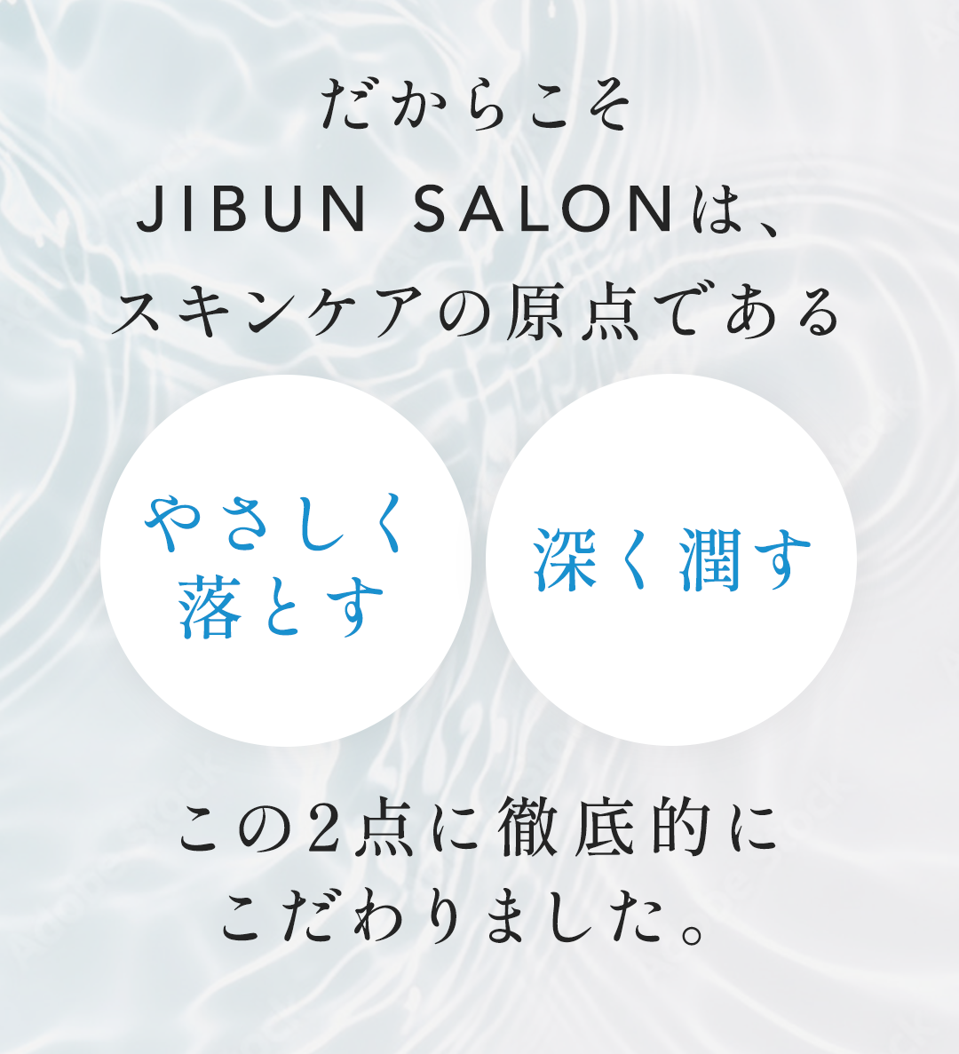 だからこそJIBUN SALONは、スキンケアの原点であるこの2点に徹底的にこだわりました。